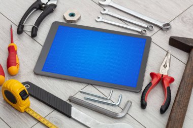 Tablet araçlar ve kılavuz ekran konsepti ile