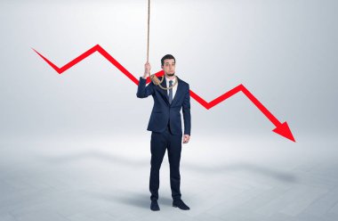 Kaybı kavramı azalan ile umutsuz iş adamı