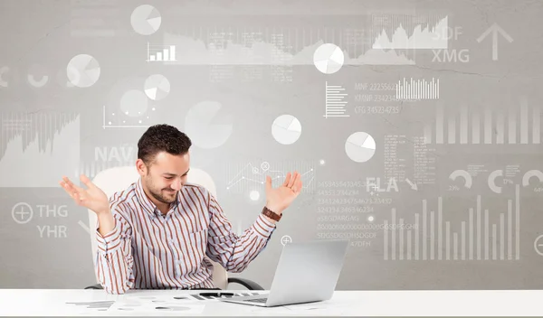 Business person sitting at desk with report analyze concept — Stock Photo, Image