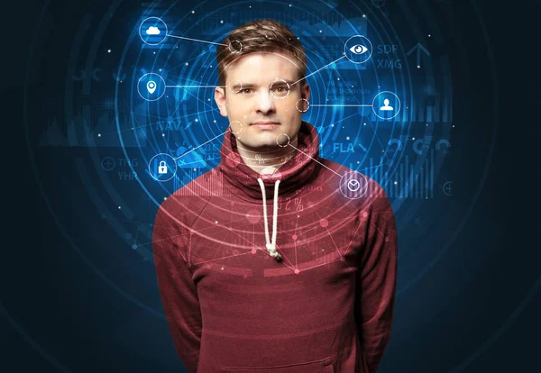 Biometrische Technologie zur Gesichtserkennung — Stockfoto