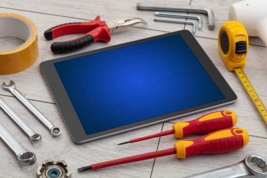 Tablet araçlar ve kılavuz ekran konsepti ile