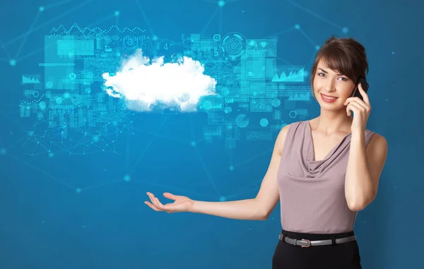 Person presenting cloud technology concept — Stock Photo, Image