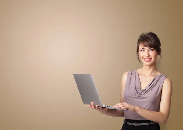 Person presenting something with empty space — Stock Photo, Image