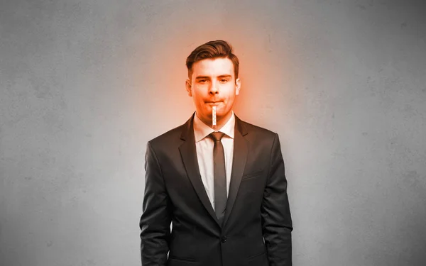 Sick businessman with burning red head concept — Stock Photo, Image