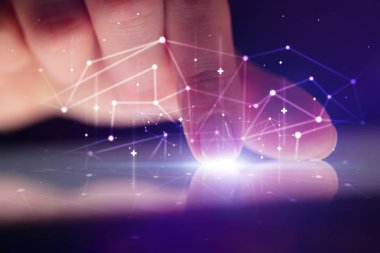 Tablet ağ kavramı ile dokunmadan parmak