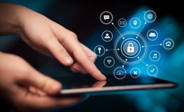 Tablet güvenlik kavramı ile tutarak