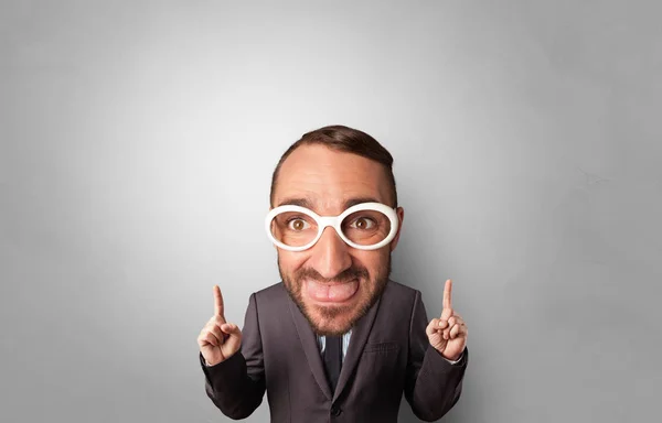 Funny person with big head — Stock Photo, Image