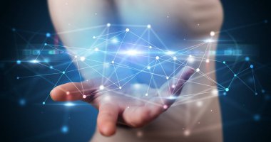 Web hologramın tutan kişi