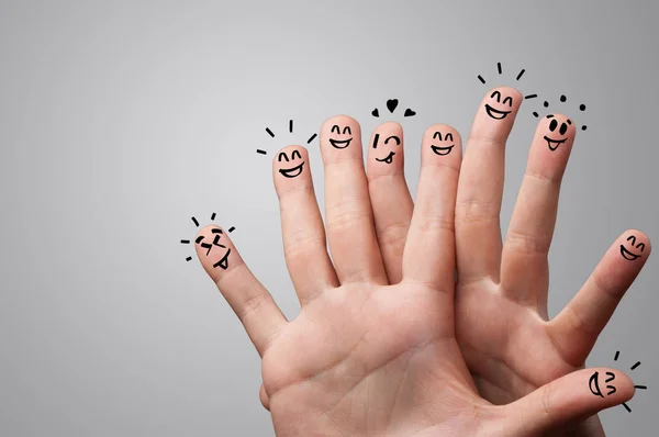 Dedos felices con concepto de lluvia de ideas — Foto de Stock