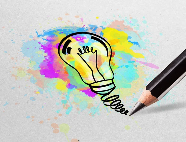 Potlood tekening van kleurrijke lamp op papier — Stockfoto