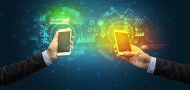 iki akıllı, iş ve iletişim konsepti