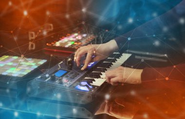 Karıştırma müzik MIDI denetleyicisi bağlantı kavramı ile el