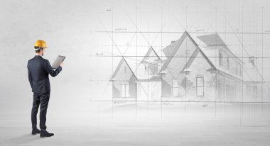 Ev planı ile ayakta mimar