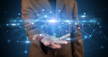 Web hologramın tutan kişi