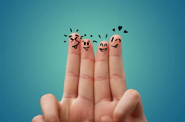 Des doigts heureux avec un concept de remue-méninges — Photo