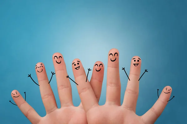 Happy little fingers smiling and hanging together — Stock Photo, Image