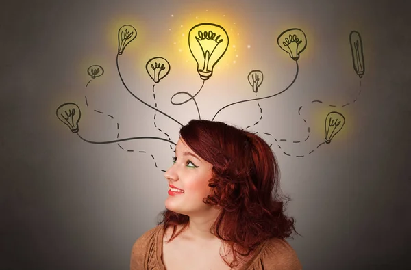 Girl with design thinking concept — Stock Photo, Image