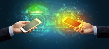 iki akıllı, iş ve iletişim konsepti