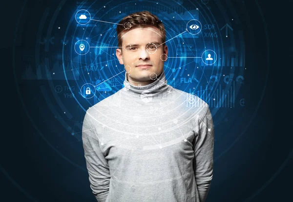 Biometrische Technologie zur Gesichtserkennung — Stockfoto