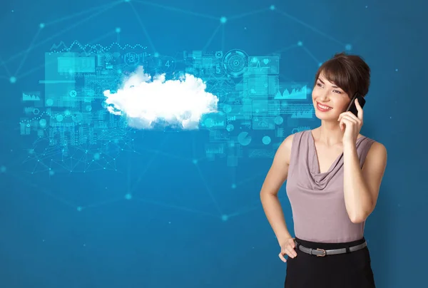 Persona che presenta il concetto di tecnologia cloud — Foto Stock