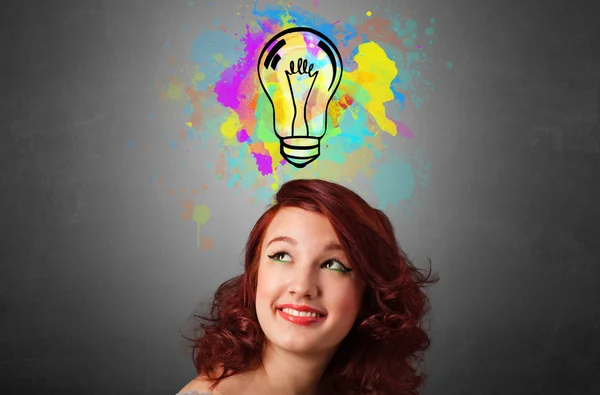 Ragazza con concetto di design thinking — Foto Stock