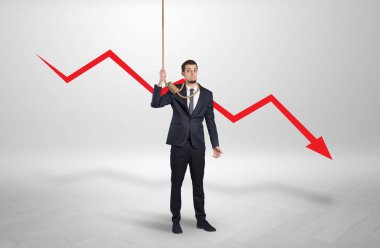 Kaybı kavramı azalan ile umutsuz iş adamı