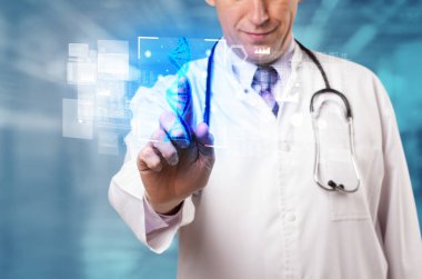 Biyoloji ve genetik kavramı ile ekran dokunma doktor