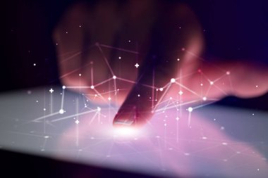 Tablet ağ kavramı ile dokunmadan parmak