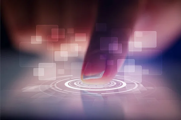 Prst dotýká tabletu s konceptem identifikace — Stock fotografie