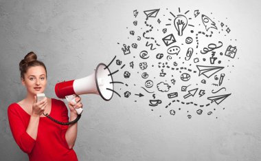 Fikir kavramı ile hoparlörde konuşan kişi