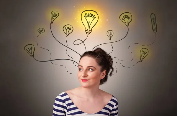 Girl with design thinking concept — Stock Photo, Image