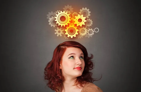 Girl with brainstorming concept — Stock Photo, Image