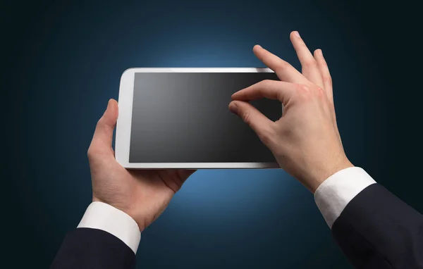 Hand tablet met kopie ruimte — Stockfoto