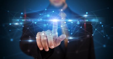 Web hologramın dokunmadan adam