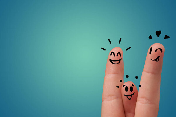 Happy fingers with brainstorming concept