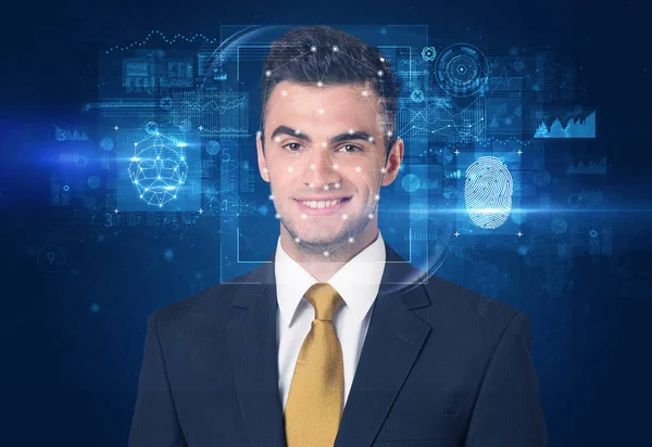 Concept de détection du visage et des empreintes digitales — Photo