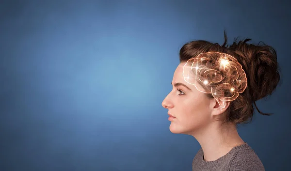 Portrait with brain and brainstorming concept — Stock Photo, Image
