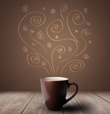 Sıcak içecekle buğulaması doodles