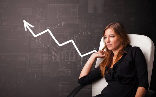 Person standing with increasing graph concept — Stock Photo, Image