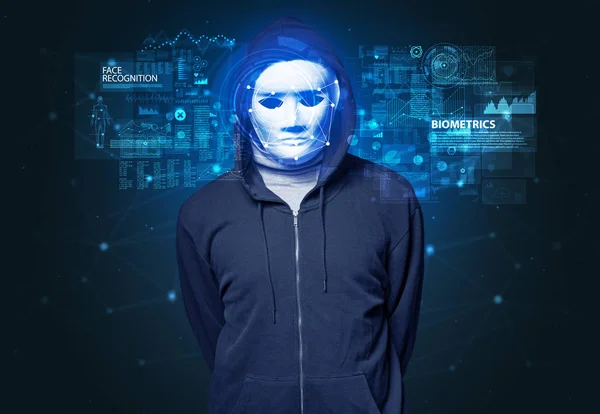 Young man face recognition concept — Stock Photo, Image