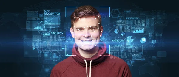 Reconhecimento facial com vários pontos — Fotografia de Stock