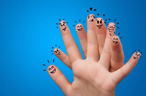 Happy fingers with brainstorming concept — Stock Photo, Image