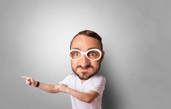 Funny person with big head — Stock Photo, Image