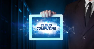 Tablet tutan kişi, teknoloji konsepti