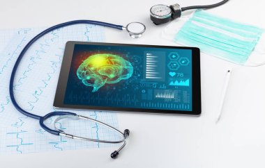 Tablet beyin işlevselliği konsepti ile tanılama