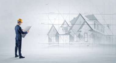 Ev planı ile ayakta mimar