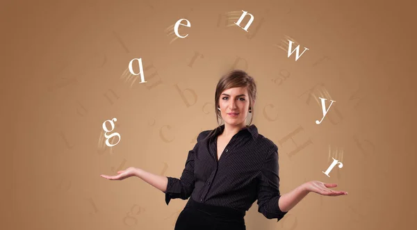 Person juggle with letters — Stock Photo, Image