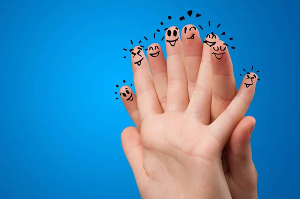 Glückliche Finger mit Brainstorming-Konzept — Stockfoto