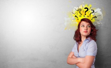 Soru işaretleri olan iş adamı