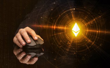 Cryptocurrency kavramı ile fare kullanarak ele